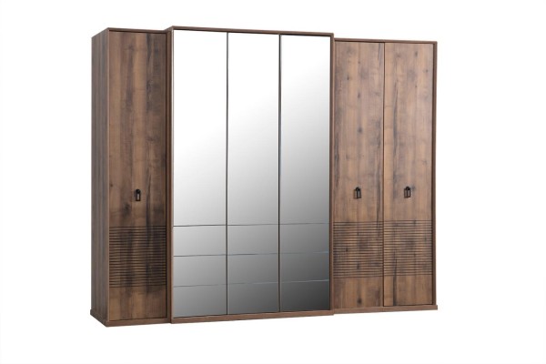 Серо-коричневый набор для спальни в современном стиле для жилых помещений.