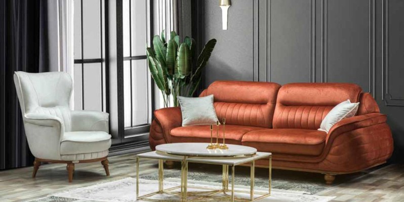 Sofa 3 Sitzer Möbel Stoff Dreisitzer Sofas Wohnzimmer Klassisches Stil