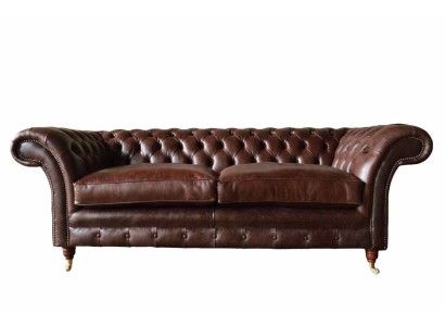 Sofa 3 Sitzer Couch Polster Sofas Couchen Wohnzimmer Chesterfield Leder