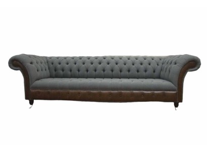 Englische Chesterfield Luxus Textil Sofa 4 Sitzer Sofa Polster Design Stoffsofas