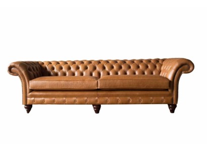 Sofa 4 Sitzer Couch Polster Chesterfield Sofa Sitz Leder Design Braun Möbel