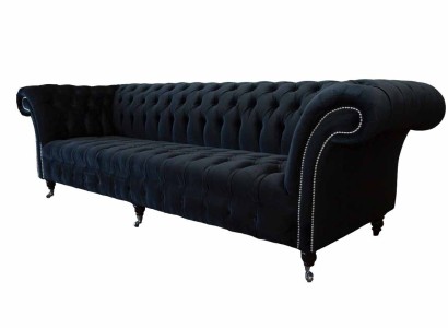 Sofa 4 Sitzer Chesterfield Polster Wohnzimmer Design Luxus Holz Neu
