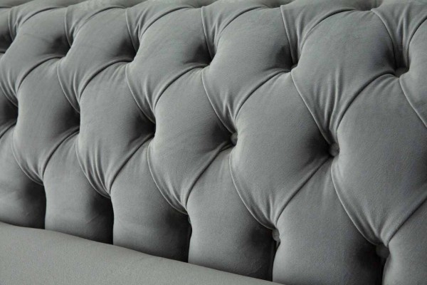 Sofa 4 Sitzer Couch Chesterfield Polster Sitz Textil Grau Wohnzimmer 