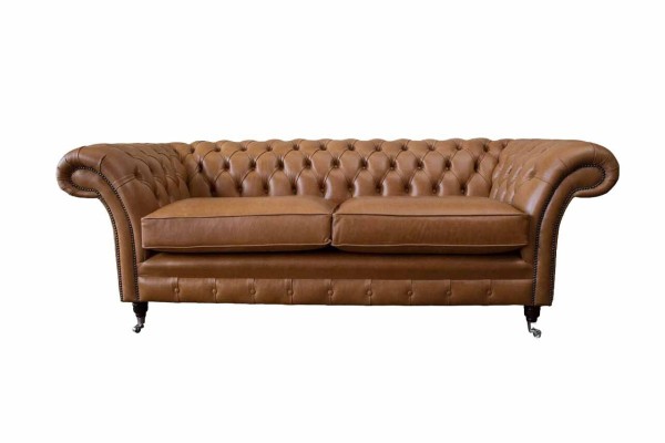 Sofa 3 Sitzer Leder Sofas Couch Polster Wohnzimmer Chesterfield Dreisitzer