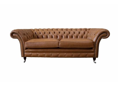 Sofa 3 Sitzer Leder Sofas Couch Polster Wohnzimmer Chesterfield Dreisitzer