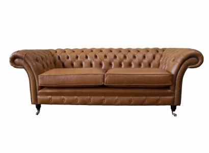 Sofa 3 Sitzer Leder Sofas Couch Polster Wohnzimmer Chesterfield Dreisitzer