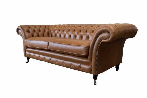 Sofa 3 Sitzer Leder Sofas Couch Polster Wohnzimmer Chesterfield Dreisitzer