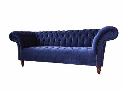 Chesterfield дизайн роскошный диван-кушетка 3-местный голубой текстиль новый