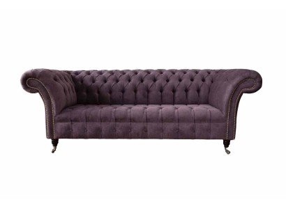 Modern Chesterfield Sofa Couch Polster 3 Sitzer Lila Textil Stoff Sofas Neu