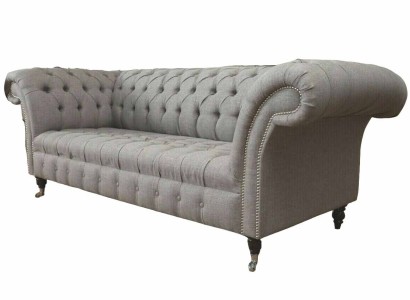 Chesterfield диван для троих тканевая современный дизайн серого цвета