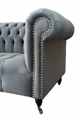 Sofa 3 Sitz Textil Sofas Couch Polster Chesterfield Couchen Grau Dreisitzer