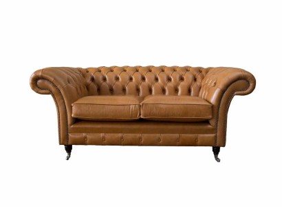 Chesterfield Двухместный диван 2-местные диваны обивочные сиденья кожаный диван коричневый