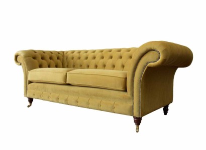 Chesterfield трехместный диван из ткани, дизайнерский текстильный диван 3-местный люкс