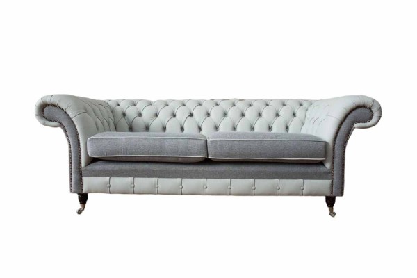 Sofa 3 Sitz Leder Möbel Sofas Stoff Grau Couch Polster Dreisitzer Neu