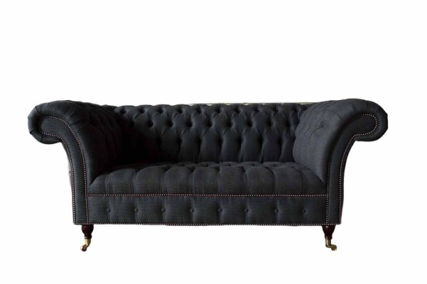 Дизайн дивана Chesterfield из ткани, 2-местный, обитый текстилем, новый.