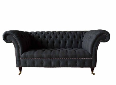Дизайн дивана Chesterfield из ткани, 2-местный, обитый текстилем, новый.