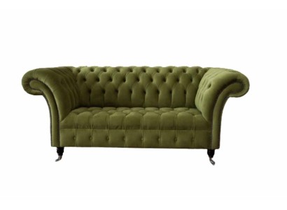 Sofa 2 Sitzer Couch Polster Sofa Stoff Chesterfield Couchen Grün Neu