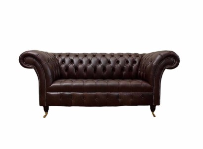 Sofa Couch Chesterfield Polster Sofas 2 Sitzer Leder Textil Lounge Neu