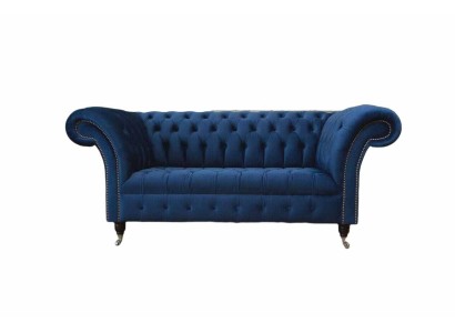 Englische Chesterfield Büro Sitzmöbel Einrichtung Sofa Couch 2 Sitz Royalblau