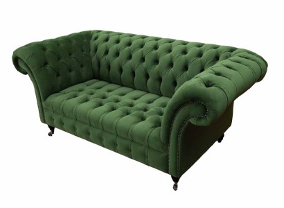 Chesterfield офисная мебель, диван, кресло 2 места, ткань, зеленый.