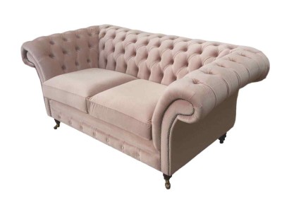 Sofa 2 Sitzer Couch Polster Chesterfield Wohnzimmer Design Textil Neu