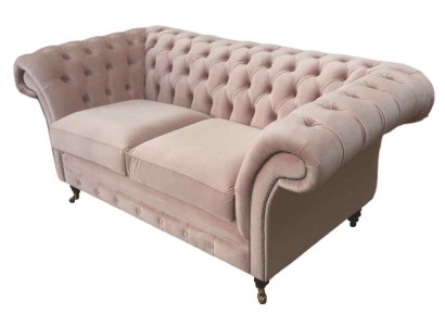 Sofa 2 Sitzer Couch Polster Chesterfield Wohnzimmer Design Textil Neu