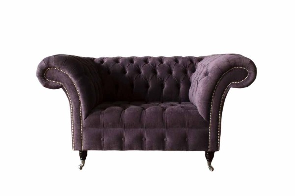 Sessel Chesterfield Samt Einsitzer Luxus Sessel Couchen Wohnzimmer Neu