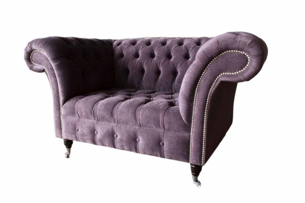 Sessel Chesterfield Samt Einsitzer Luxus Sessel Couchen Wohnzimmer Neu