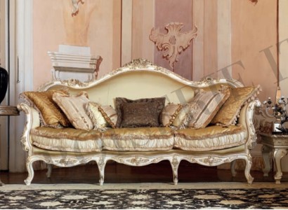 Sofa Polster Holz Sofas Couch Barock Rokoko Luxus Italien Dreisitzer Möbel Neu