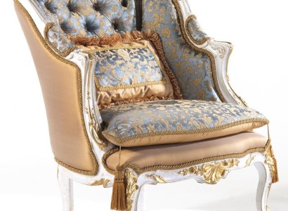 Sessel Bibliothek Lese Stuhl Ohrensessel Sofa Polster Italienische Möbel Luxus