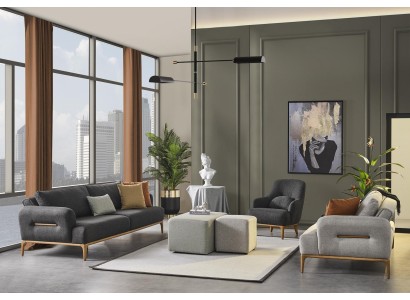 Диван 431 Сиденье 2x Пуфик Диван Комплект 5 предметов Роскошная гостиная Гостиная