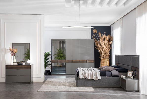 Набор кровать 2x тумбочка комод спальня полный 6 предметов дизайн современный