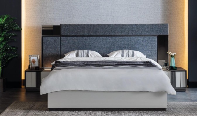 Современный дизайнерский спальня комплект прикроватные тумбочки кровать шкаф 4шт. Дерево новое белое