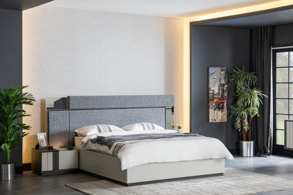 Современный дизайнерский спальня комплект прикроватные тумбочки кровать шкаф 4шт. Дерево новое белое