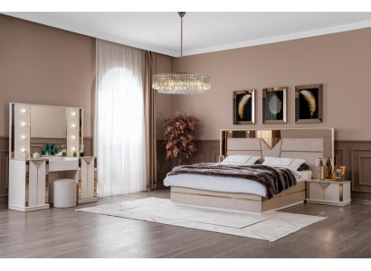 Современная кровать 2x тумбочки 4-шт. набор для спальни Дизайн роскошь новый современный