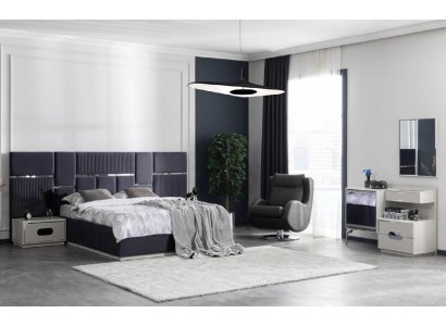 Набор спальни: кровать, 2 прикроватные тумбы. Дизайн современный, роскошный. Полный.