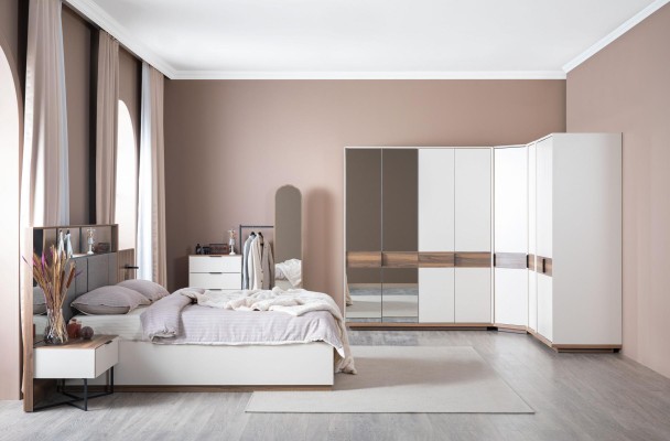 Набор кровать 2x, две тумбочки 4шт., полностью новая роскошная спальня мебель