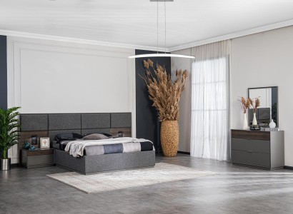 Schlafzimmer Bett 2x Nachttische Kommode Spiegel Luxus Design Möbel 5tlg. -> Спальня Кровать 2x Тумбочки Комод Зеркало Роскошные Дизайнерские Мебельные изделия 5 шт.