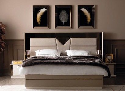 Schlafzimmer Set Bett 2x Nachttische Holz Luxus Set 3tlg Bett Modern Спальня комплект Кровать 2x Тумбочки Дерево Роскошный Набор 3 части Кровать Модерн