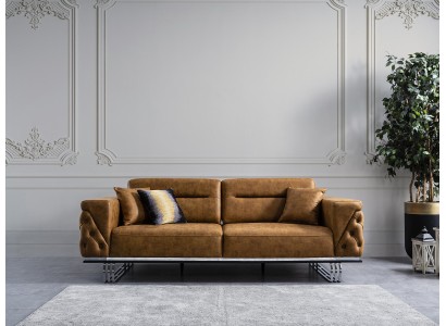 Sofa 3 Sitzer Wohnzimmer Design Möbel Stil Modern Neu braun Luxus