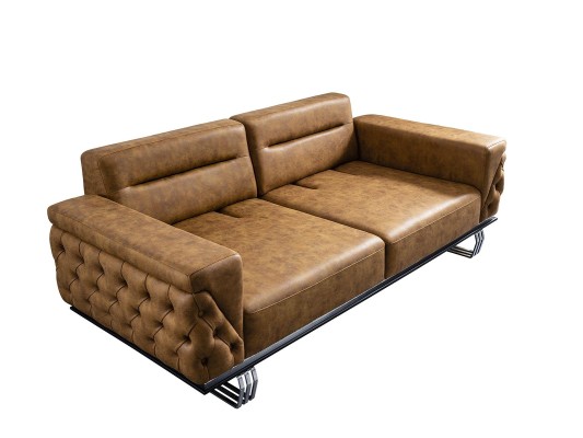 Sofa 3 Sitzer Wohnzimmer Design Möbel Stil Modern Neu braun Luxus