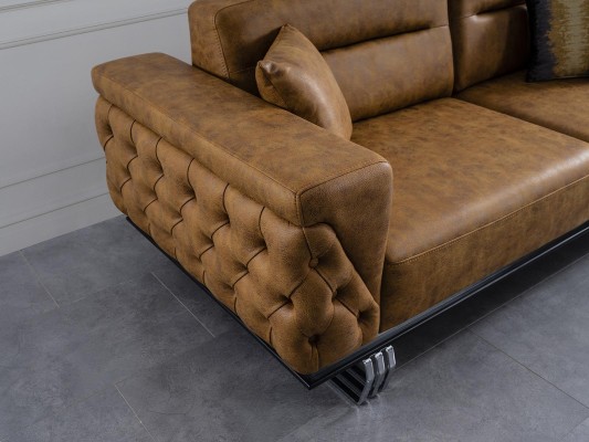 Sofa 3 Sitzer Wohnzimmer Design Möbel Stil Modern Neu braun Luxus