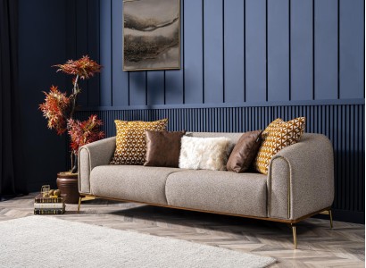 Sofa 3 Sitzer Dreisitzer Luxus Wohnzimmer Stil Modern grau Metall