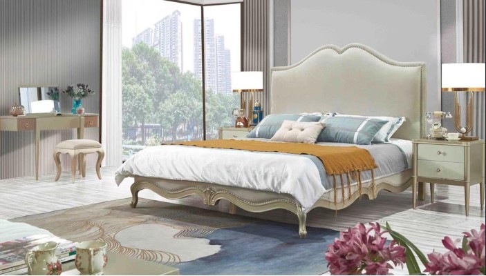 Классический спальный гарнитур: кровать + 2 прикроватные тумбы. Барокко и рококо кровати.