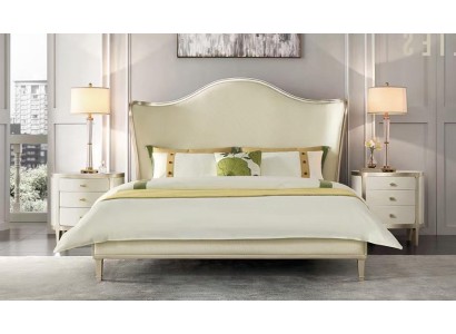 Современный комплект спальни с двуспальной кроватью и тумбочками