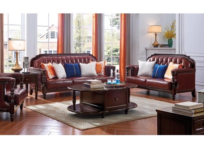 Nordstaaten Sofagarnitur Sofa Amerika 3+2 Sitz Ledersofa Chesterfield