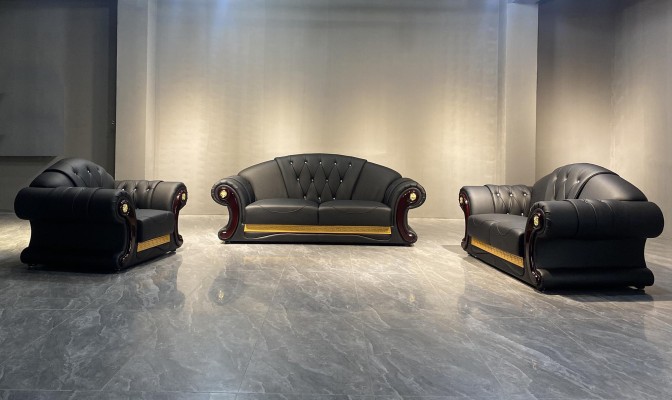 Диван Chesterfield Sofa Couch Set 3+2+1 из кожи, классическая мебель.