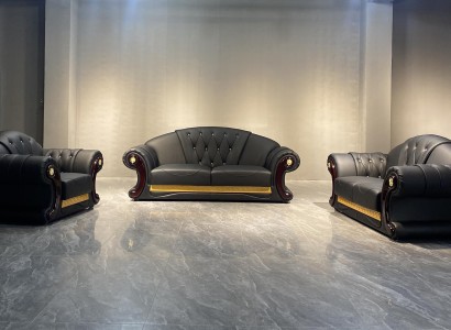 Диван Chesterfield Sofa Couch Set 3+2+1 из кожи, классическая мебель.