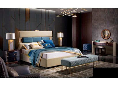 Кровать, ночной столик, туалетный столик 6 предметов. Дизайн спальни современный роскошный.