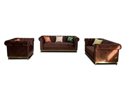 Диван Chesterfield с металлом Роскошный диван текстильная обивка мебель